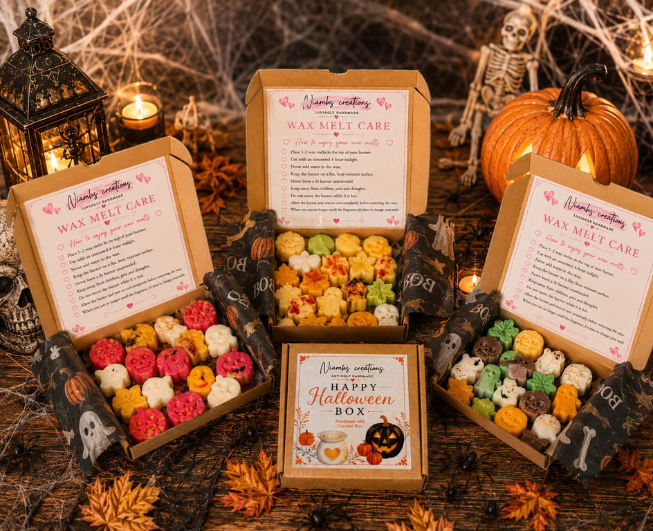 Autumn, Pumpkin, Ghosts, Spooky Shapes Wax Melts, Vegan, Uk Handmade
