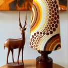 Mod Midcentury Abstract  Geo 60s 70s Brown Barkcloth Vintage Fabric Lampshade
