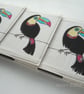applique & free motion embroidered zombie toucan notebook - Image 2