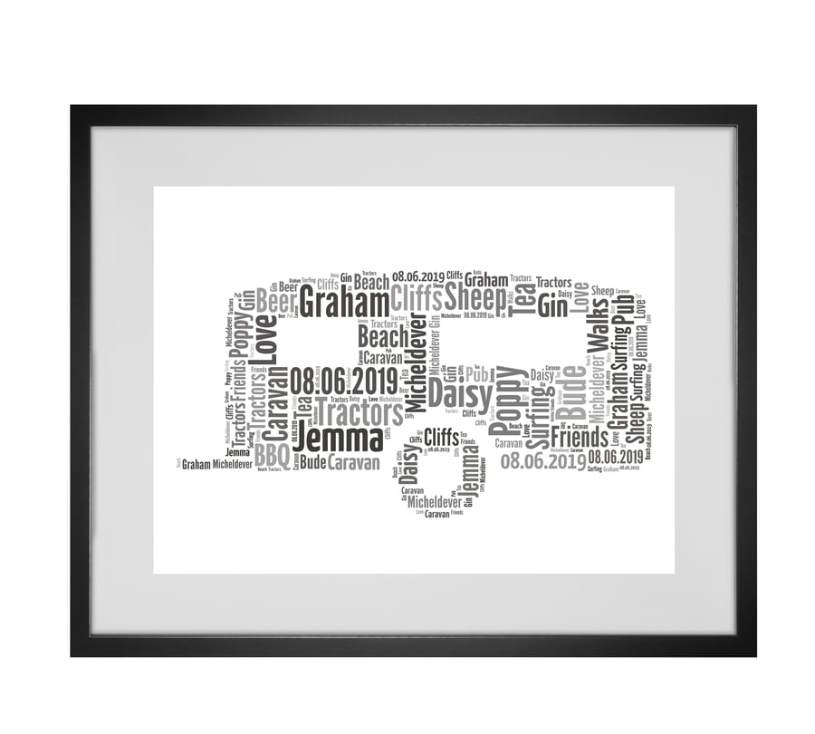 Personalised Touring Camper  Caravan Design Word Art Gifts 