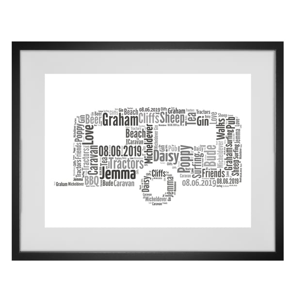 Personalised Touring Camper  Caravan Design Word Art Gifts 