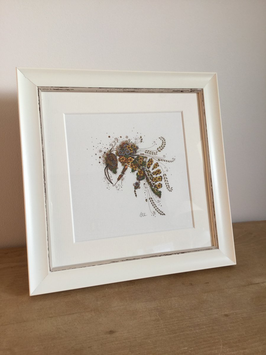 Honey Bee framed 9.5 x 9.5” print