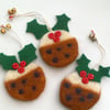 SALE Needle Felted Christmas Pudding Decorations