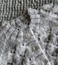 18" Grey & White Round Neck Lacey Baby Cardigan - Image 4