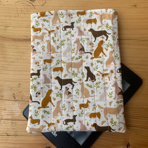 Dogs Print Quilted Fabric Sleeve For Kindle 6” Paperwhite