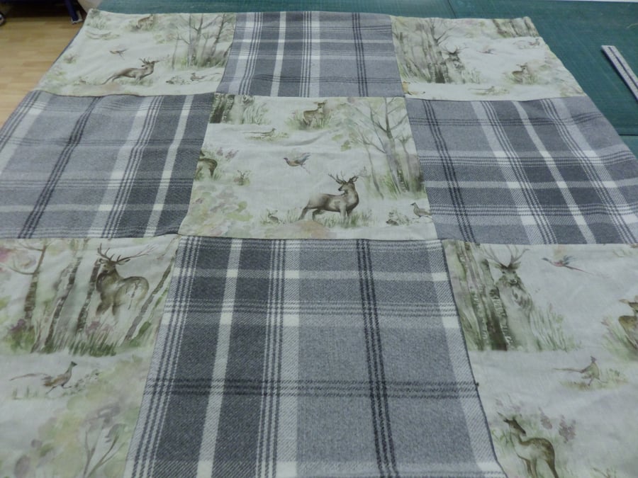 Voyage Enchanted Forest and Balmoral Grey Patchwork Throw 41" x 41" 