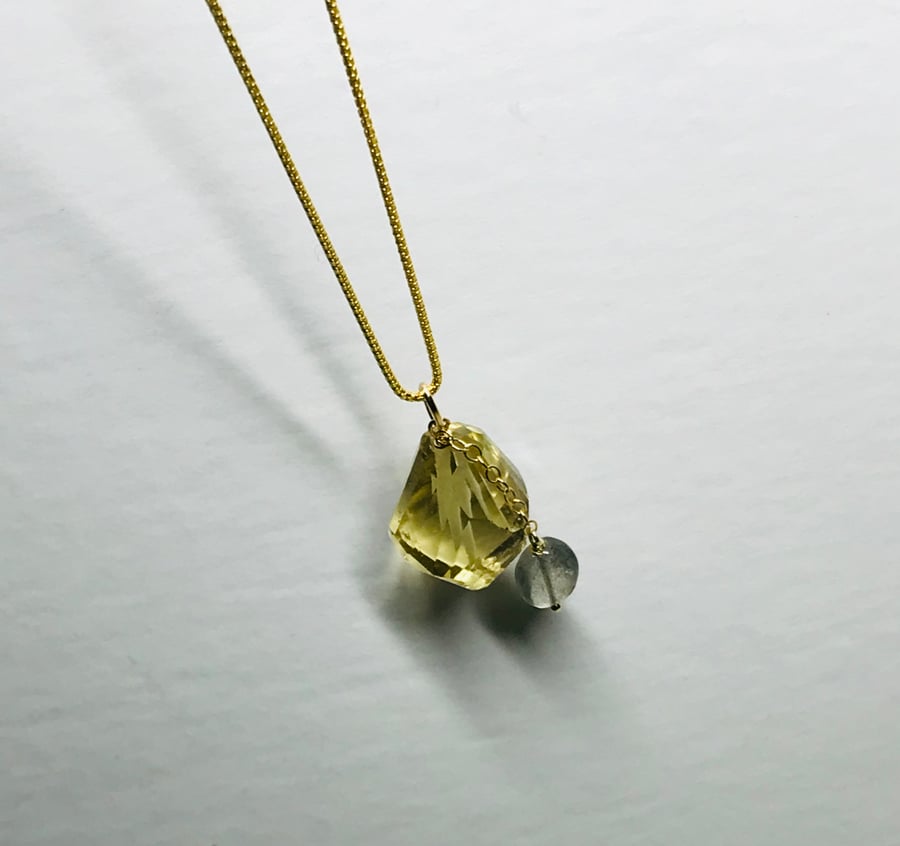 Lemon Quartz and Labradorite pendant