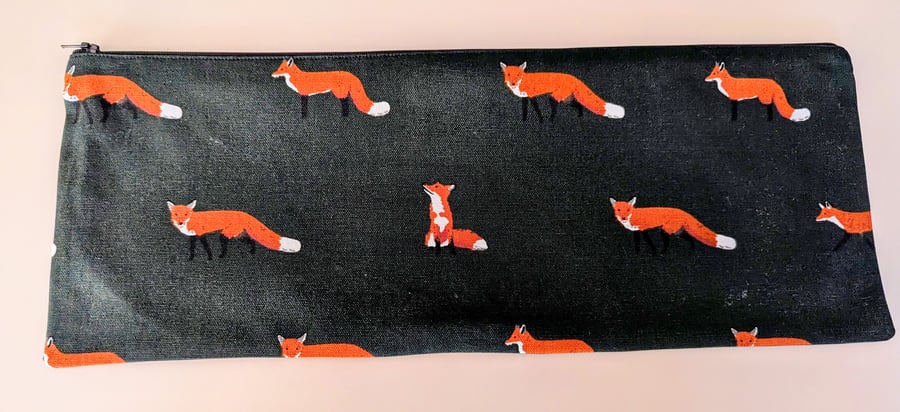 Knitting needle case made in Sophie Allport Foxes cotton fabric