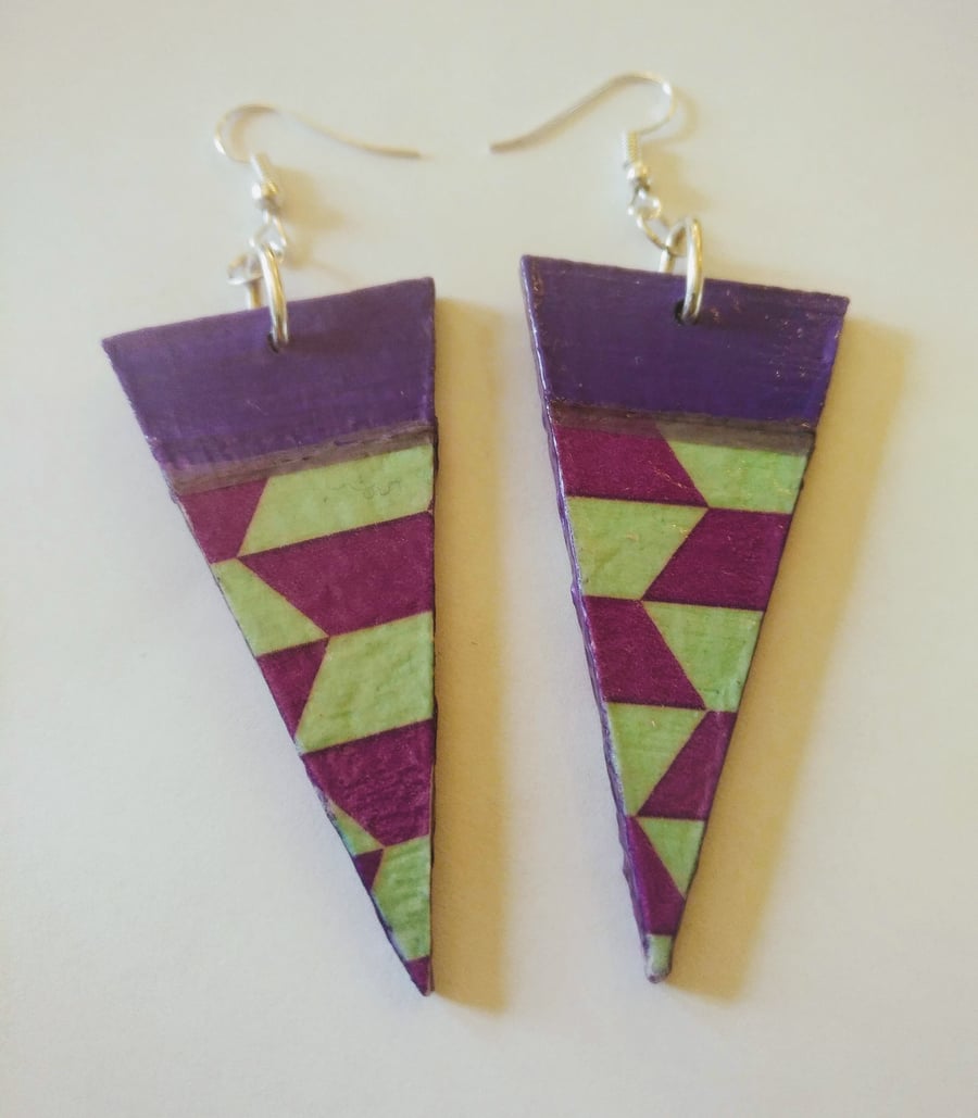 Geometric wood earrings