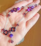 Purple Hematite Clover Necklace 20 Inch, Floral, Silver Curb Chain - Image 2