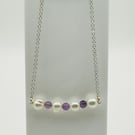 Freshwater Pearl & Amethyst Bar Necklace
