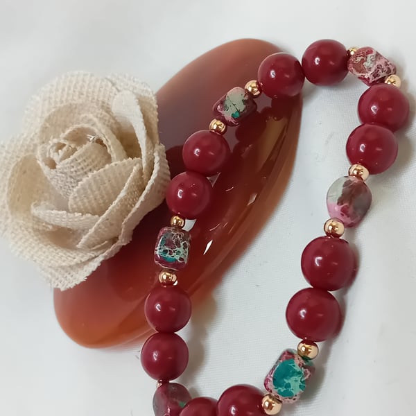 Cinnabar & Imperial Jasper Bracelet