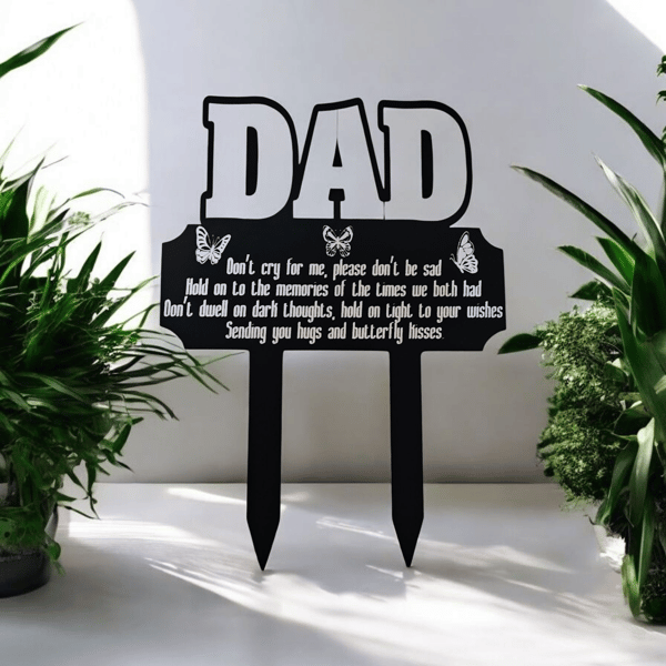 Grave marker dad graveside memorial plaque stake funeral remembrance