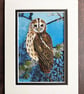 Textile art, tawny owl picture, fabric owl, gift for bird lover, gift for mum - Image 3