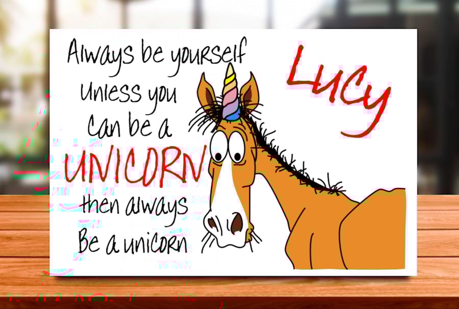 Personalised Horse Unicorn Birthday Card, Greeting Card Brother, Bestie, Dad Mum