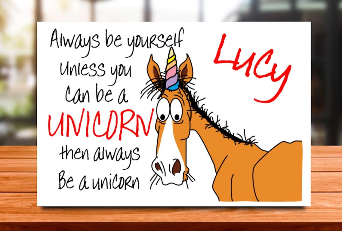 Personalised Horse Unicorn Birthday Card, Greeting Card Brother, Bestie, Dad Mum