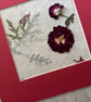 Original Pressed Flower Picture Deep Red Mount