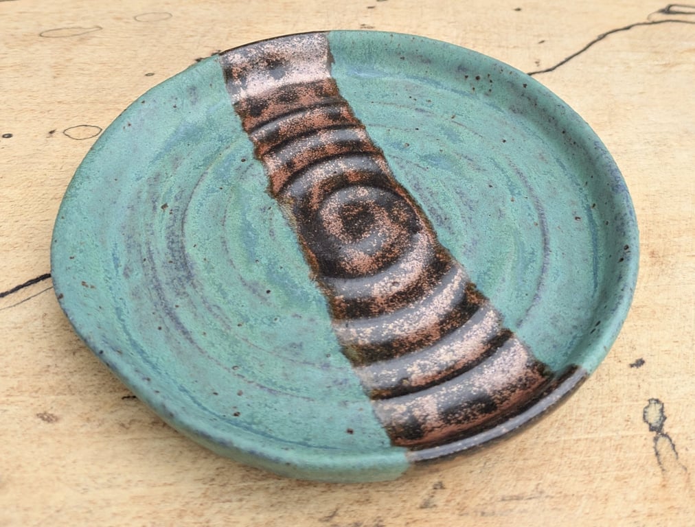 Spoon rest (speckled clay - stone blue & copper)