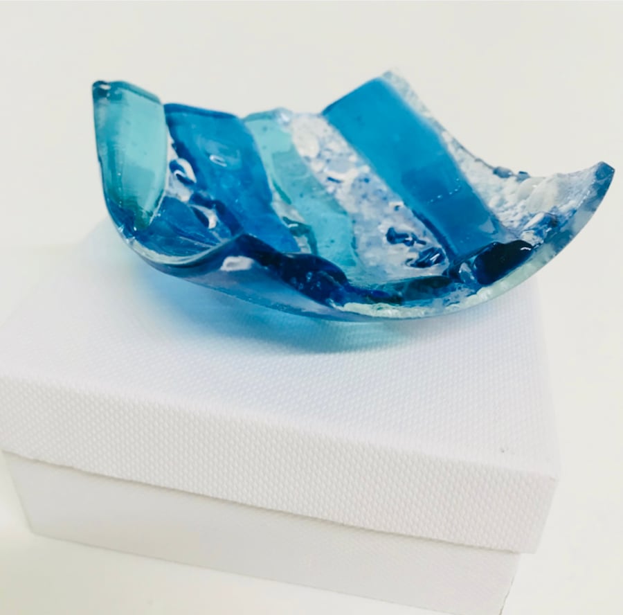 Fused glass sea theme trinket dish 