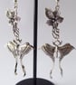 Flower Charm with Luna Moth Earrings & silver plated ear wires - Image 2