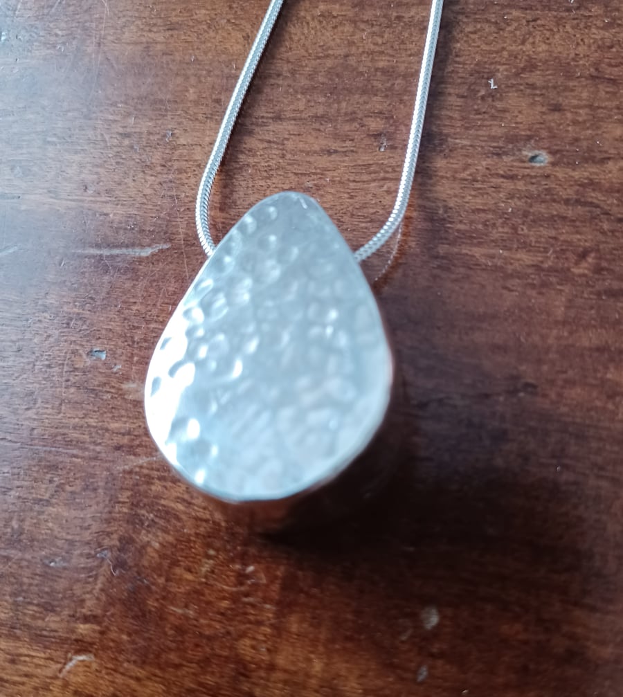 Silver box teardrop pendant