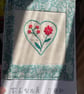 Embroidered Thank you card with heart and flowers - Image 3