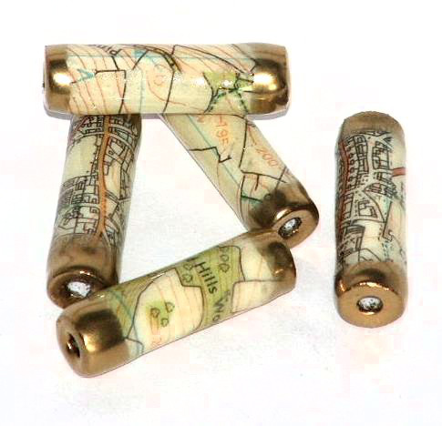 Recycled Road Map paper beads