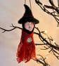 Witch, polymer clay Witchling, needle felted baby witch, ooak sculpture