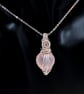 Rose quartz silver plated wire wrapped pendant - Image 5