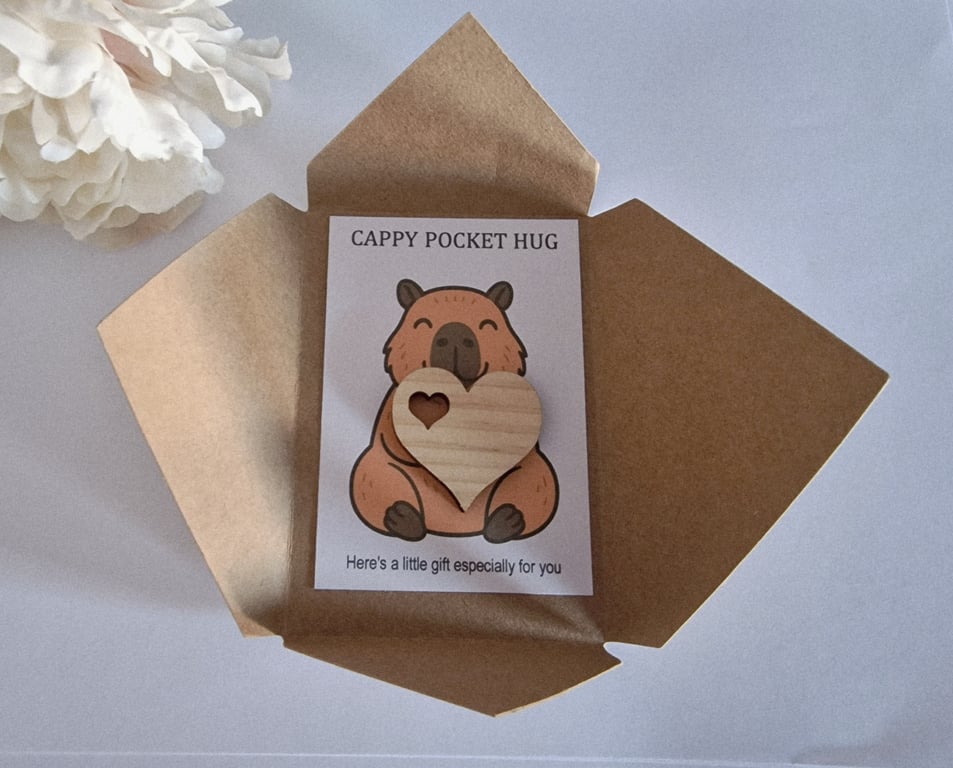 Capybara "Cappy" pocket hug with envelope