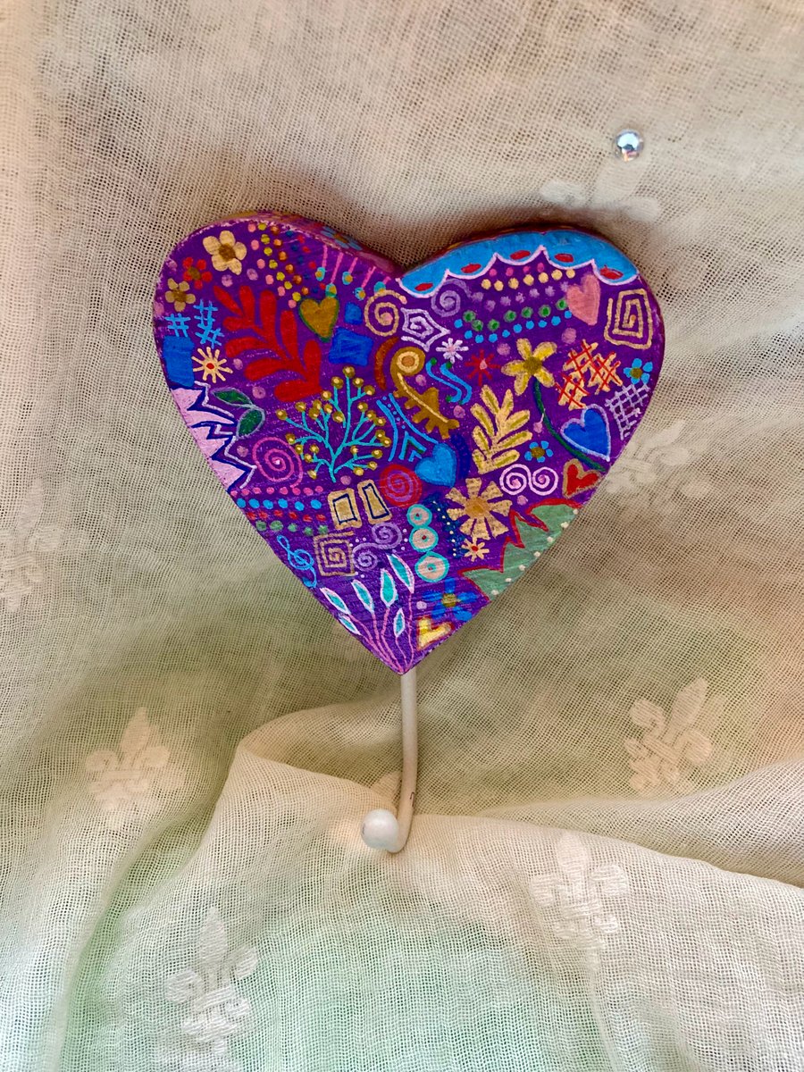 Hand painted heart hook