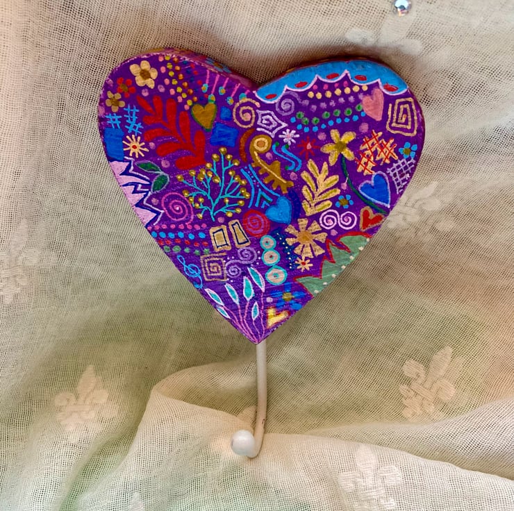 Hand painted heart hook Folksy