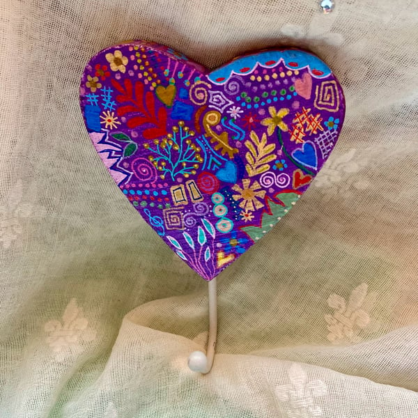 Hand painted heart hook