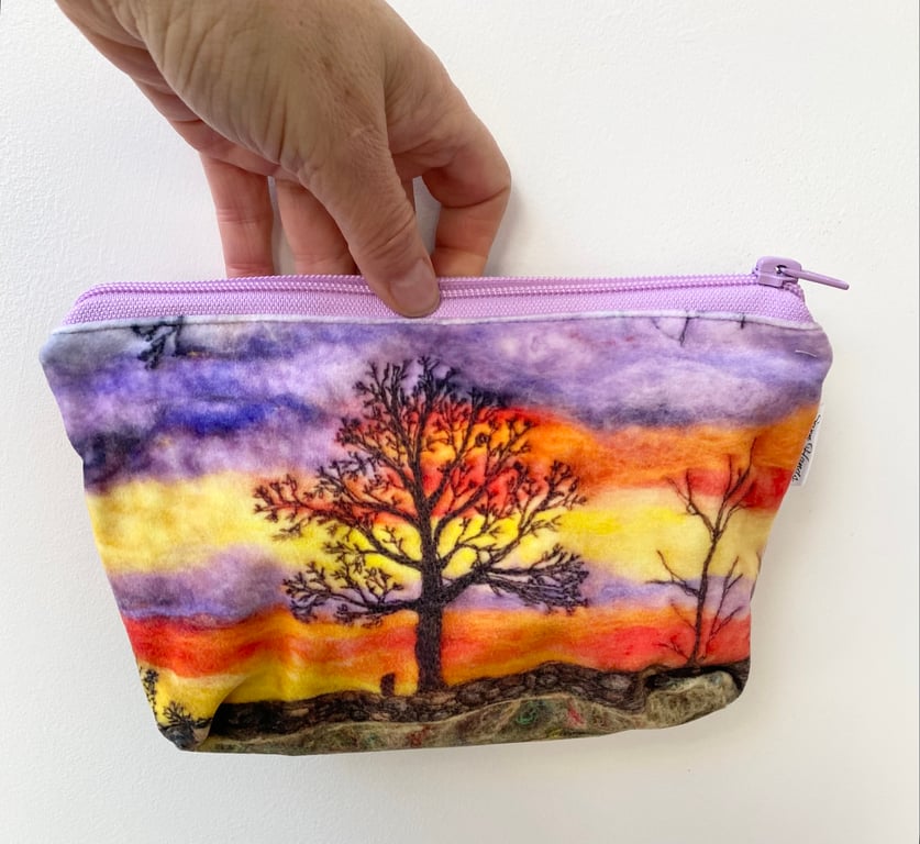 Sunset velvet makeup, Jewellery, toiletries bag, pencil case or kindle pouch.