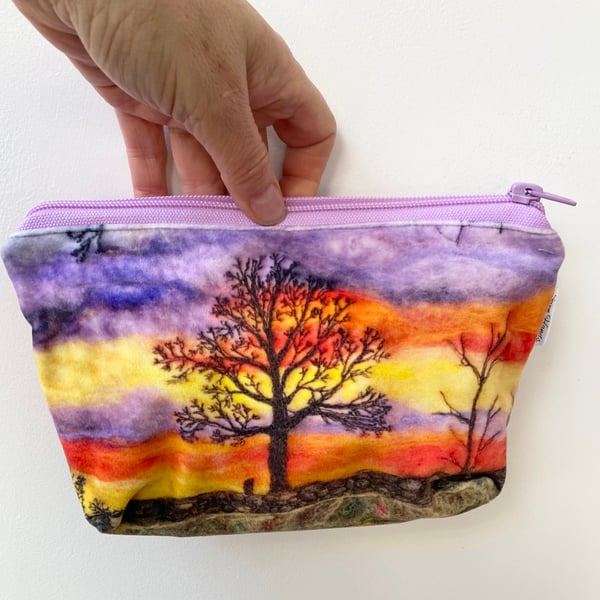 Sunset velvet makeup, Jewellery, toiletries bag, pencil case or kindle pouch.