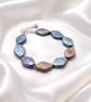 Navy baroque freshwater pearl bracelet in sterling silver