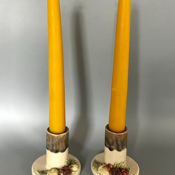 Handmade Ceramic Candlestick Holder: Woodland Decor