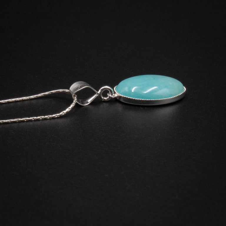 Amazonite and sterling silver handmade gemstone pendant necklace  : Virgo gift
