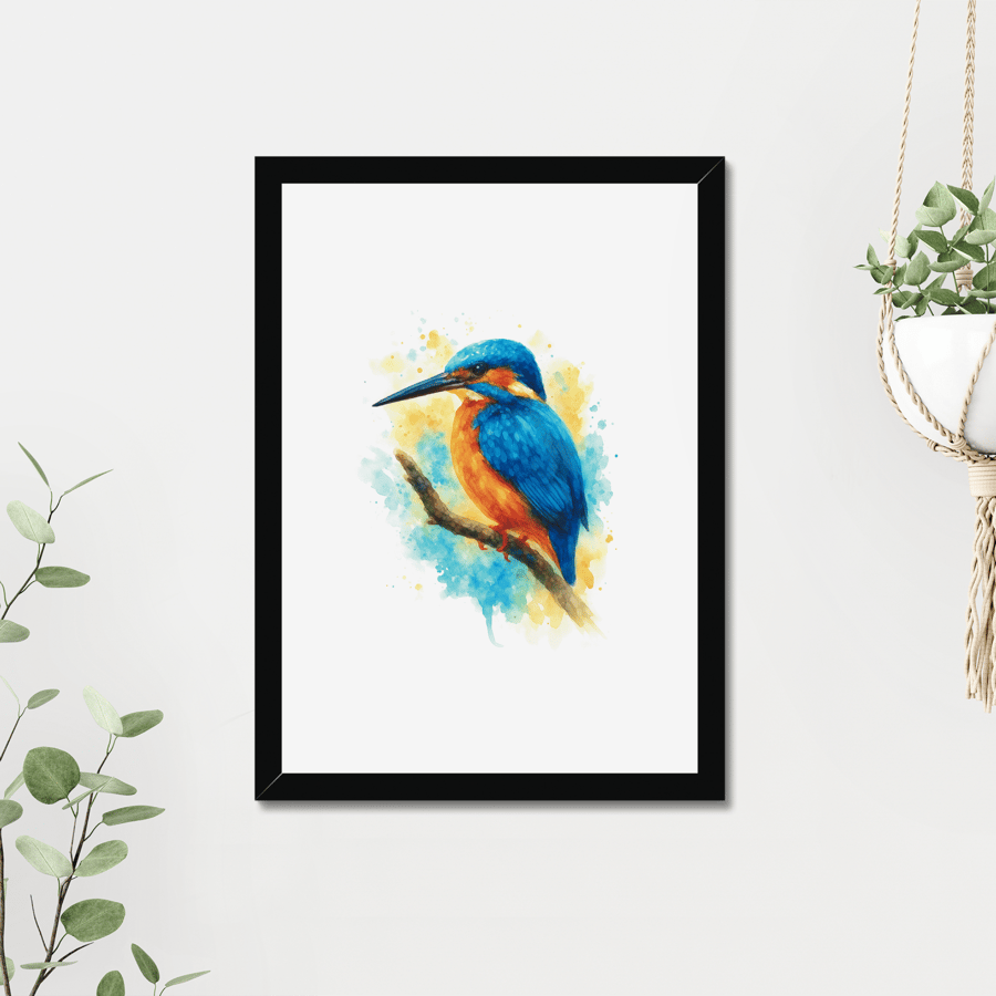 Kingfisher Watercolour Print - A5 to A3 Giclee Print (Unframed)