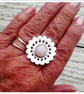 Pink Opal Flower Ring Sterling silver hallmarked size R - S - Image 3
