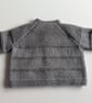 Baby cardigan grey hand knit 0-3 months  - Image 2
