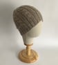 BEANIE HAT .' Towpath' . Luxurious baby Alpaca, Merino wool. Cabled . Beige.  - Image 5