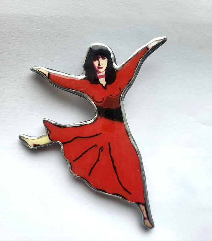Statement Kate Bush Wuthering Heights Red Dress Resin Brooch by EllyMental