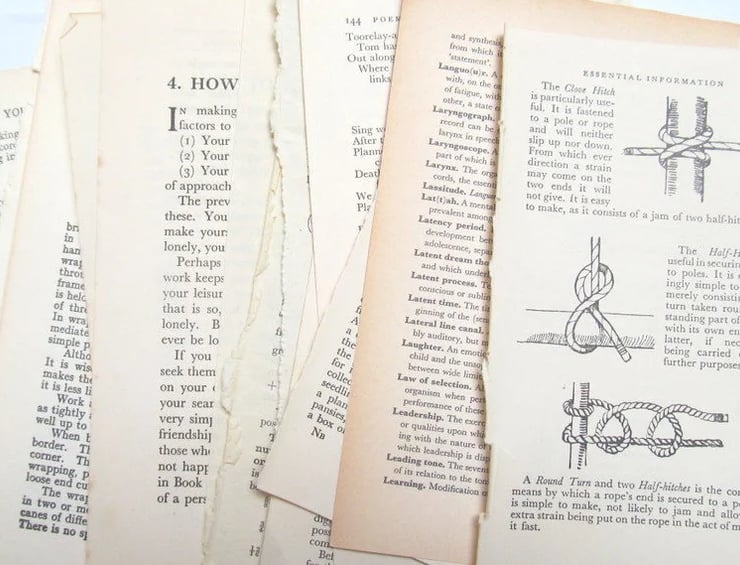 50 sheets of mixed vintage book pages: supply f... - Folksy
