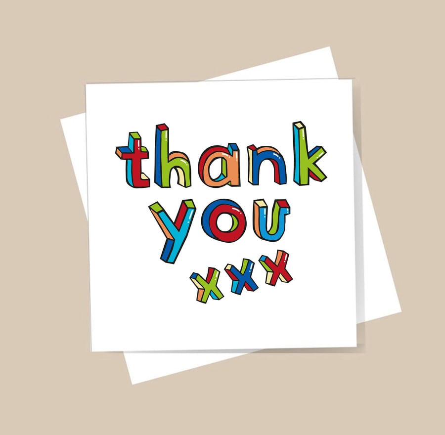 Thank You Card - Best Wishes.  Blank inside. Free delivery