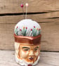Toby jug style egg cup embroidered pincushion - Image 1