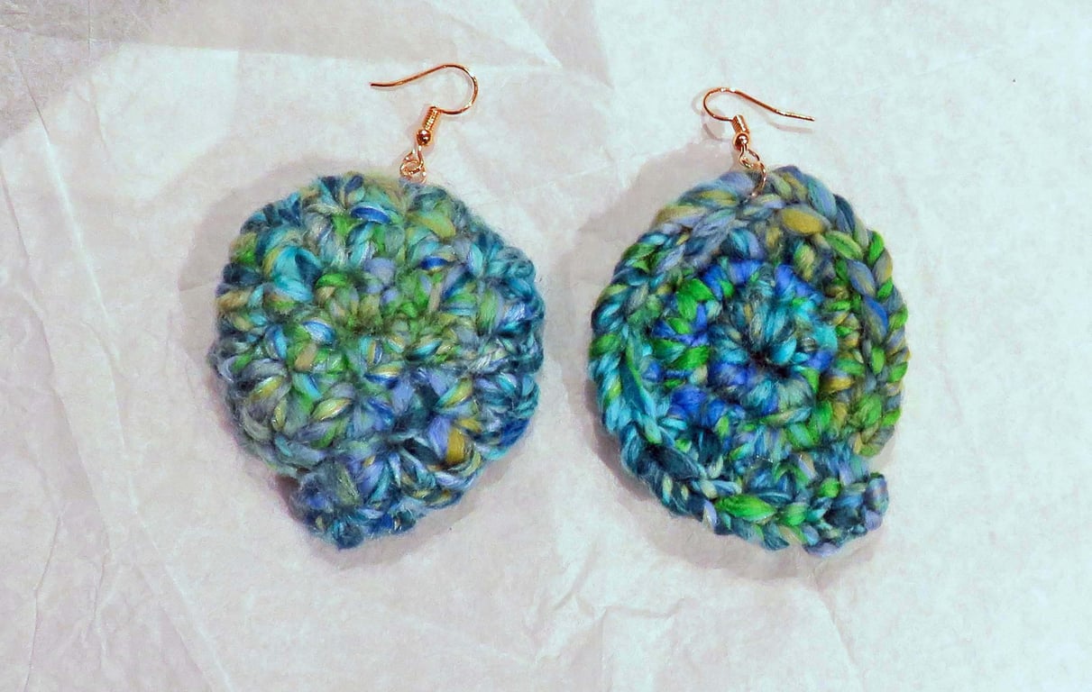 Blue Crochet Dangle Earrings