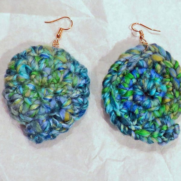 Blue Crochet Dangle Earrings