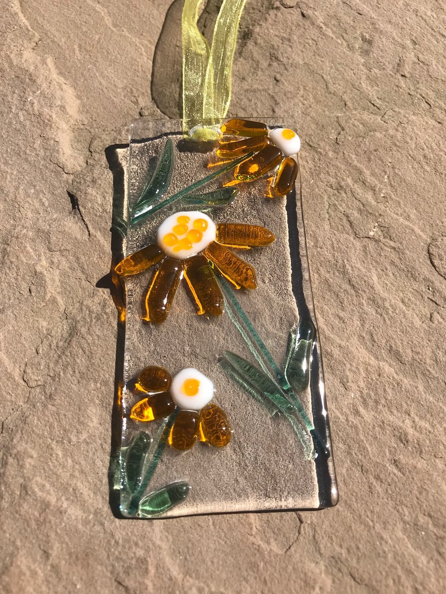 Fused glass flower sun catcher