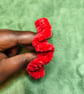 2 Red Extra Extra Small Scrunchies Hair Ties - Image 2